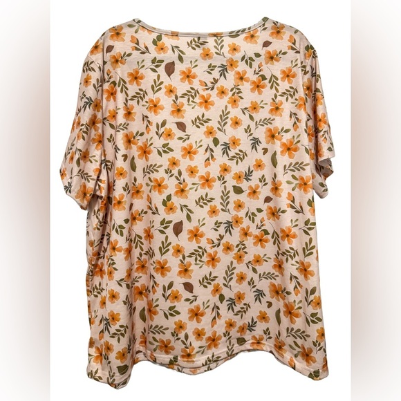 SHEIN Curve 3XL Fall Floral Plus Top – Cream/Orange/Green NWOT - Picture 2 of 6